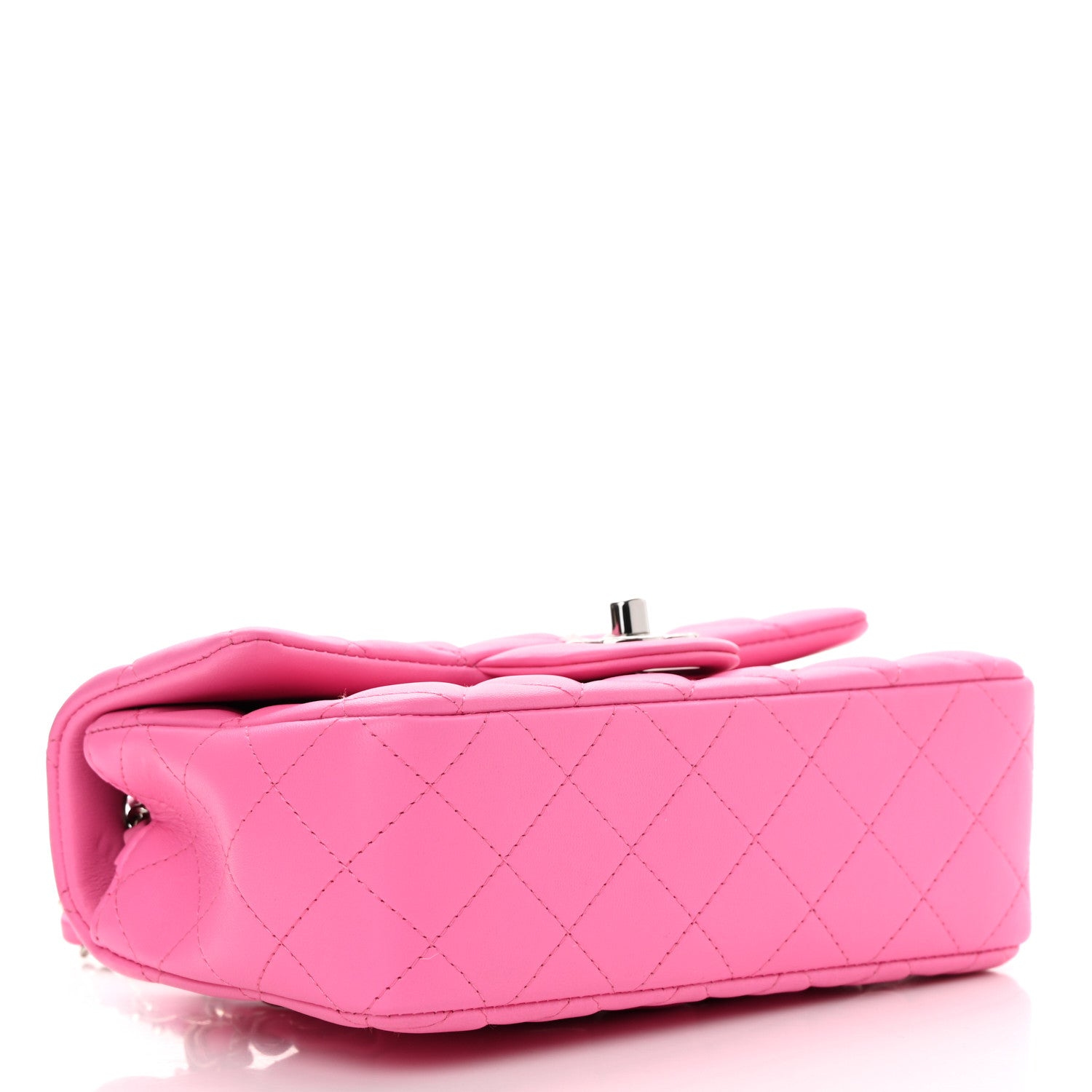 Chanel Lambskin Quilted Mini Rectangular Flap Neon Pink 3 of 12