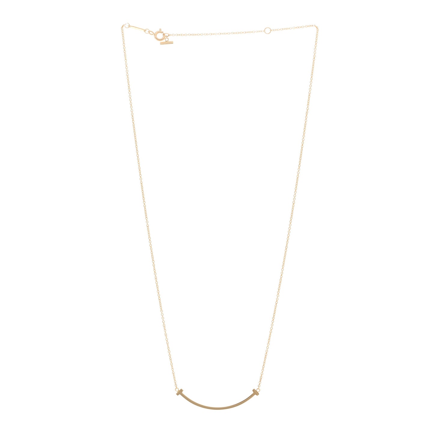 18K Yellow Gold Small T Smile Pendant Necklace