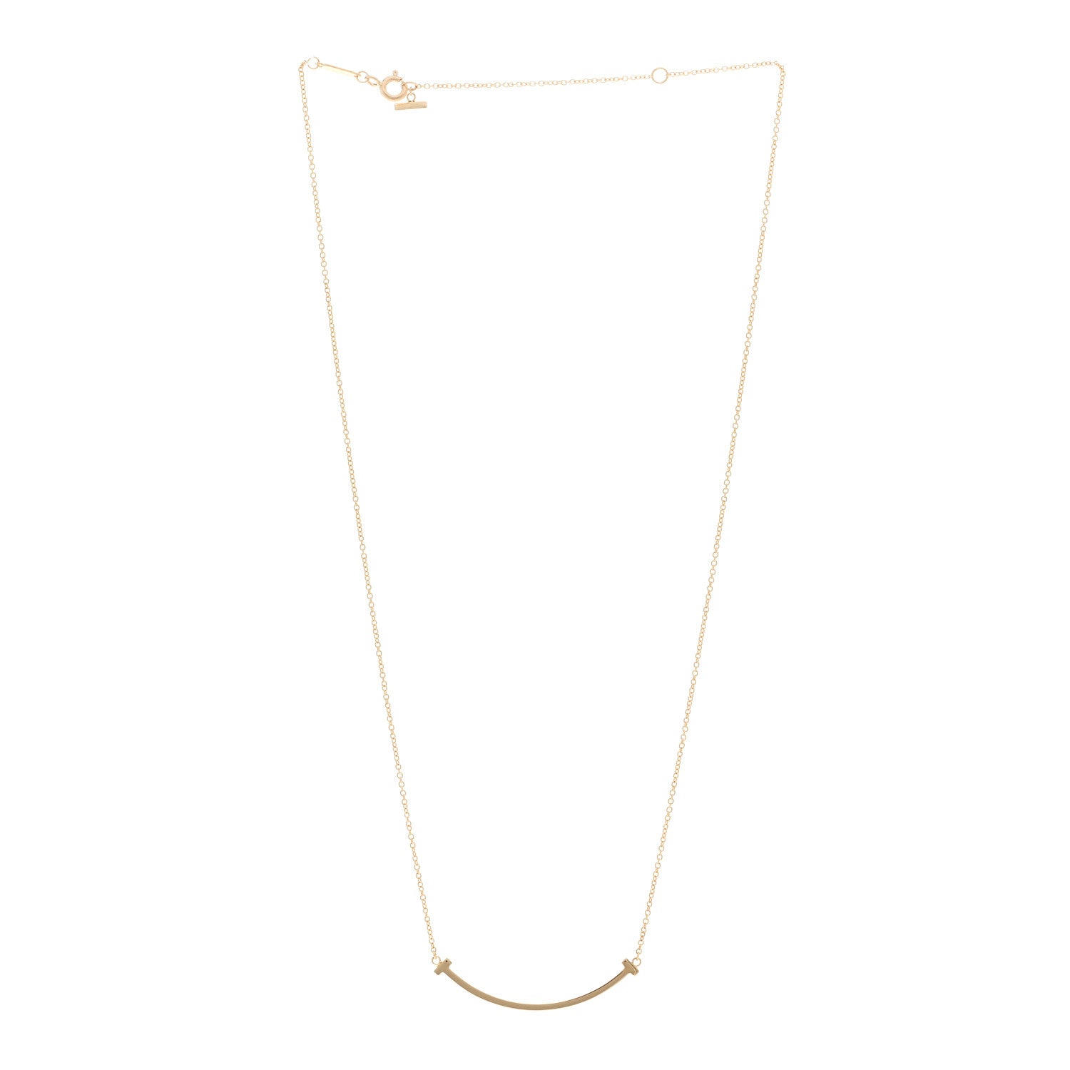 Tiffany 18K Yellow Gold Small T Smile Pendant Necklace 3 of 5