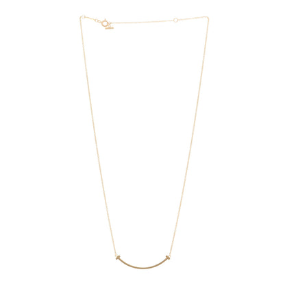 Tiffany 18K Yellow Gold Small T Smile Pendant Necklace 3 of 5