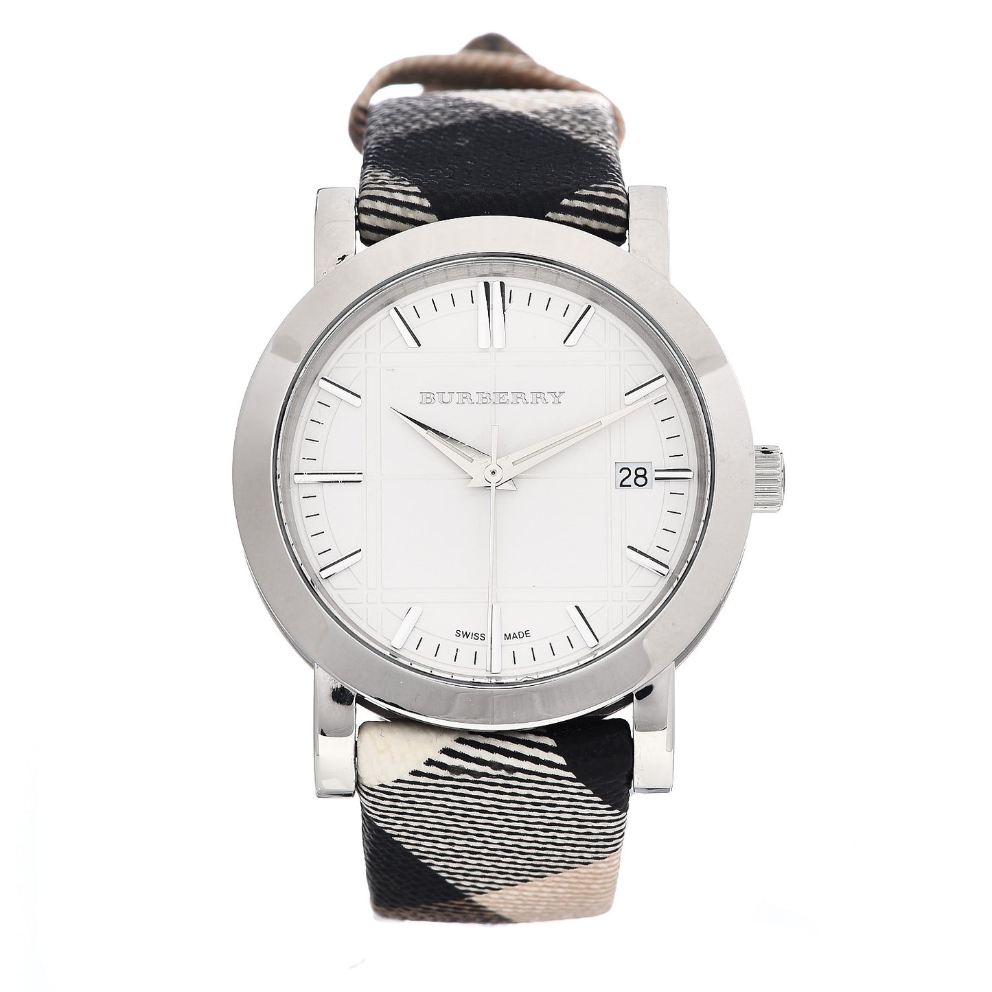 Stainless Steel Calfskin 38mm Heritage Nova Check Quartz Watch BU1390