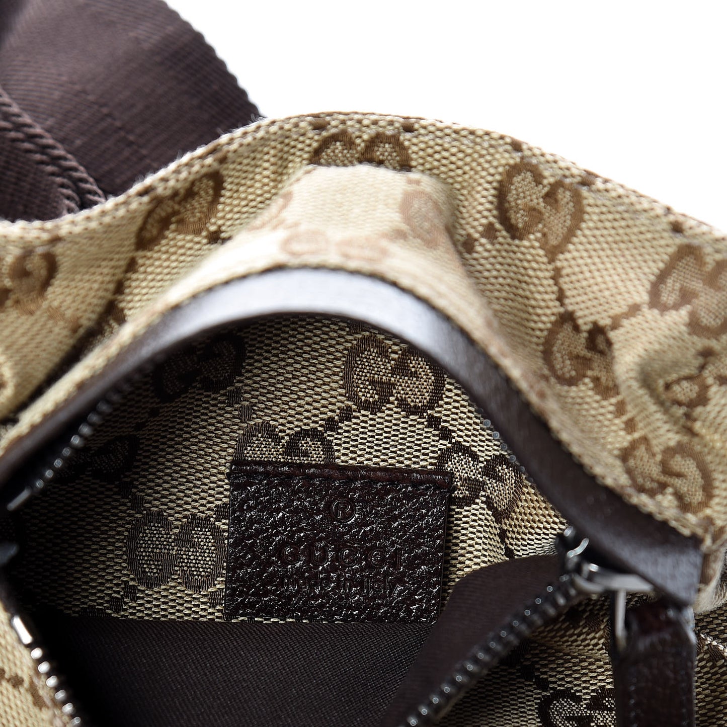 GG Monogram Double Pocket Belt Bag Dark Brown