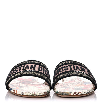 Christian Dior Canvas Jardin d’Hiver Embroidered Dway Flat Slide Sandals 39 White Multicolor 2 of 7