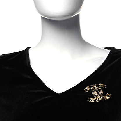 Chanel Crystal Coco CC Logo Brooch Gold 2 of 4