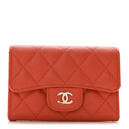 Chanel Caviar Quilted Flap Card Holder Orange 1 of 9