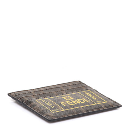 Fendi Glazed Fabric FF 1974 Roma Amor Card Holder Tobacco Limone 4 of 8