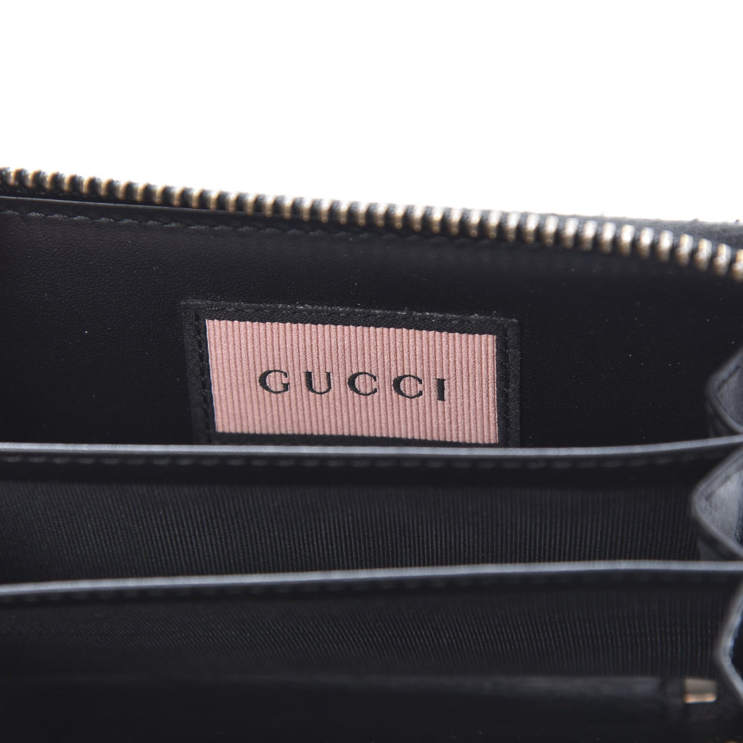 Calfskin GucciGhost Zip Around Card Case Black New Acquamarine