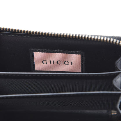 Gucci Calfskin GucciGhost Zip Around Card Case Black New Acquamarine 7 of 9