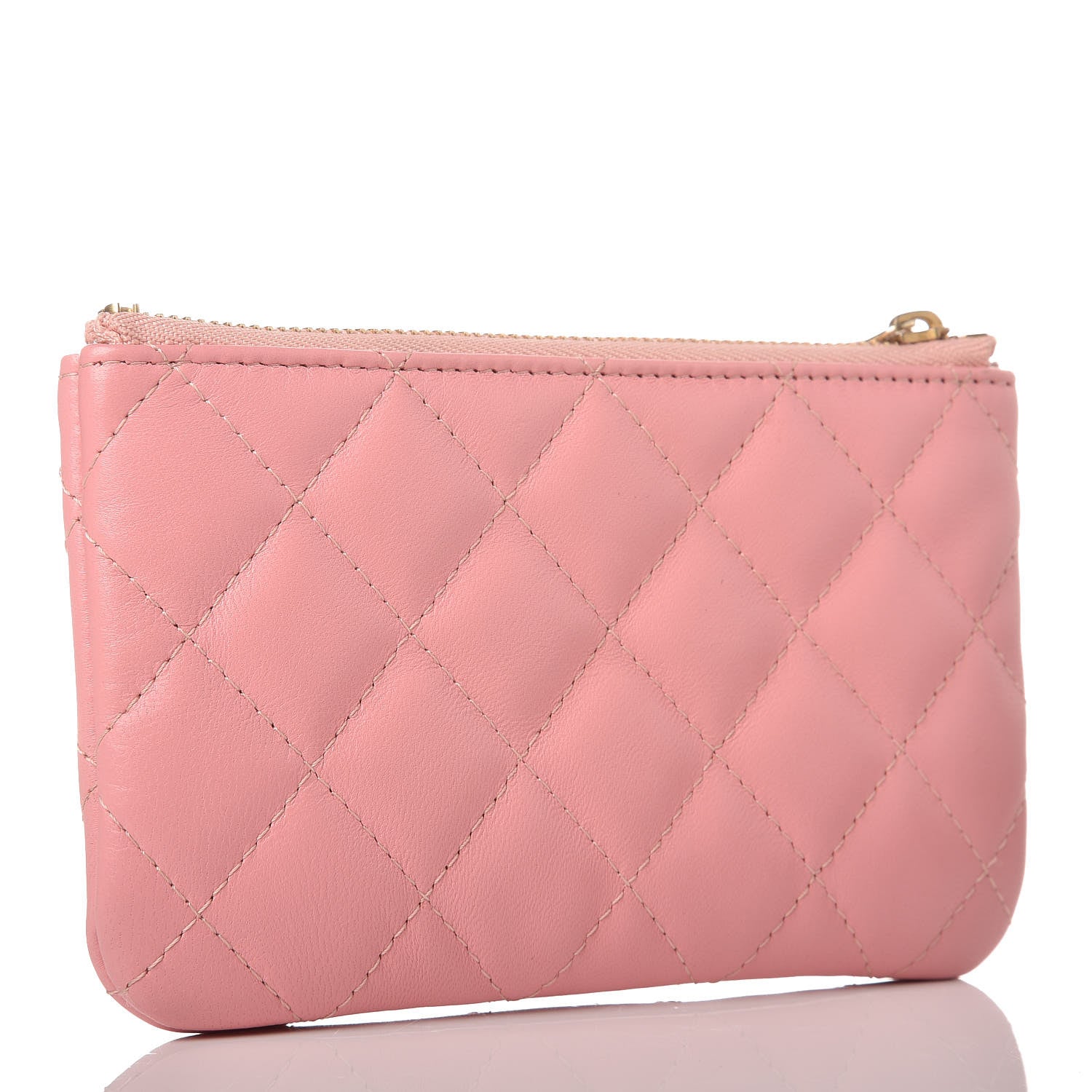 Chanel Lambskin Quilted Small Cosmetic Case Pink 3 of 12