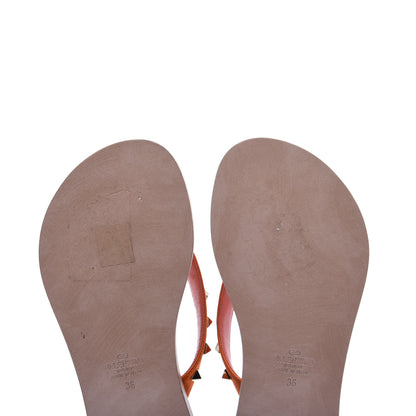 Valentino Garavani Satin Calfskin Rockstud Thong Sandals 36 Orange 11 of 11