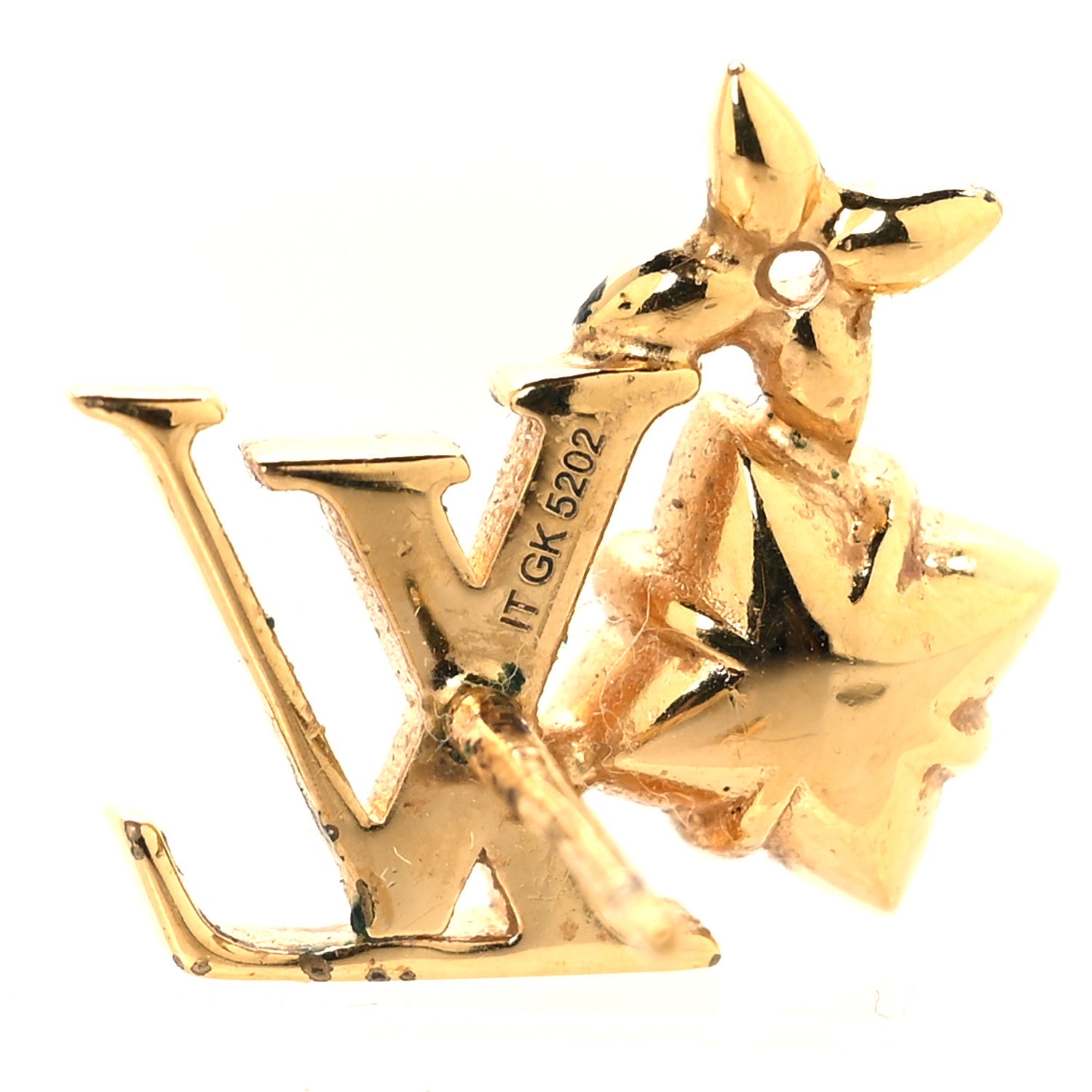 Louis Vuitton Metal Crystal Loulougram Monogram Flowers Earrings Gold 5 of 5