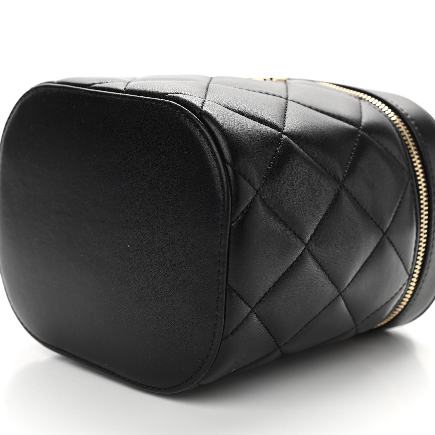 Lambskin Quilted Trendy Vanity Case Black