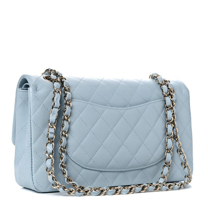 Chanel Caviar Quilted Medium Double Flap Light Blue 2 of 9