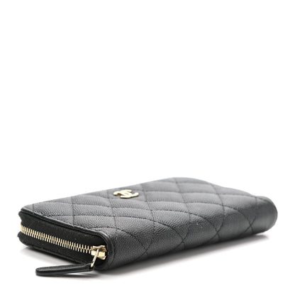 Chanel Caviar Quilted Small Zip Around Wallet Black 4 of 10