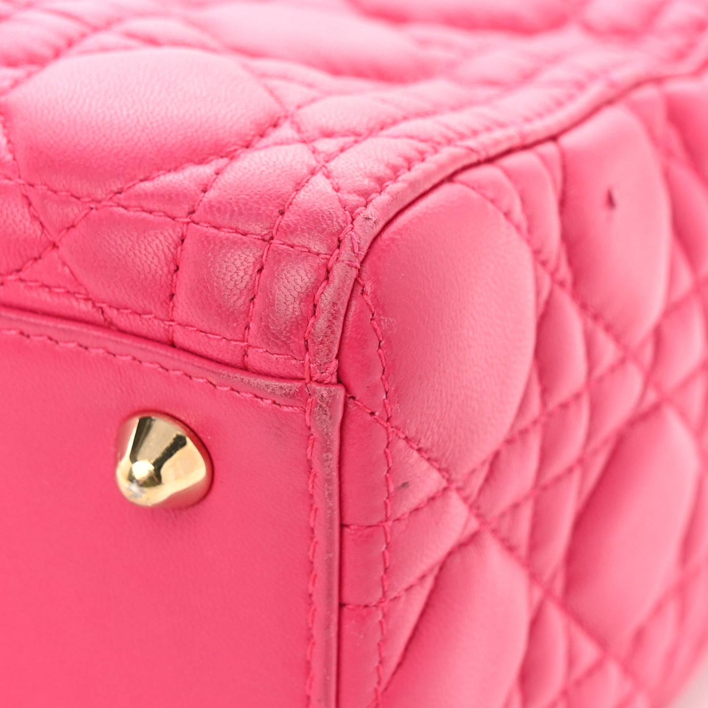 Lambskin Cannage Large Lady Dior Fuchsia
