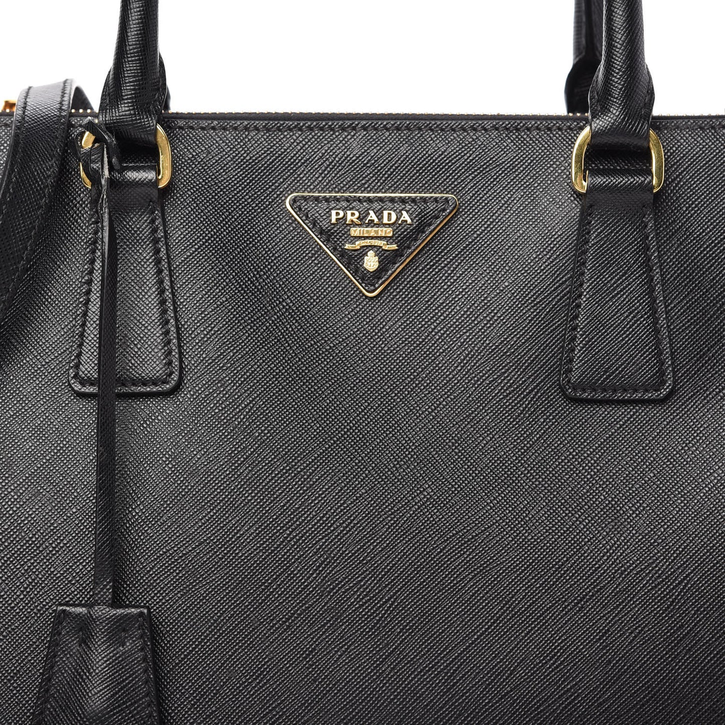 Saffiano Medium Galleria Double Zip Tote Black