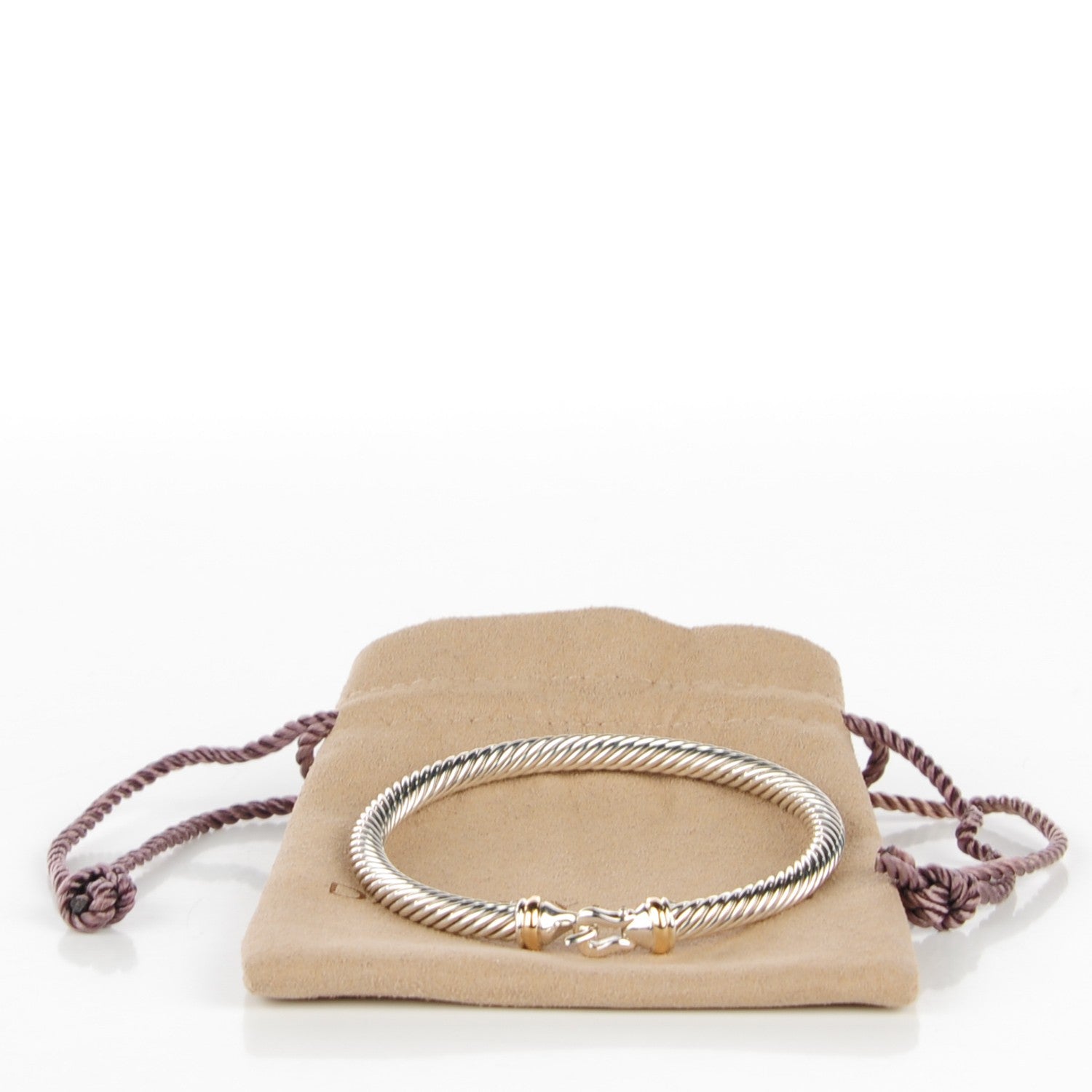 David Yurman Sterling Silver 18K Yellow Gold 5mm Cable Classic Buckle Bracelet 5 of 5