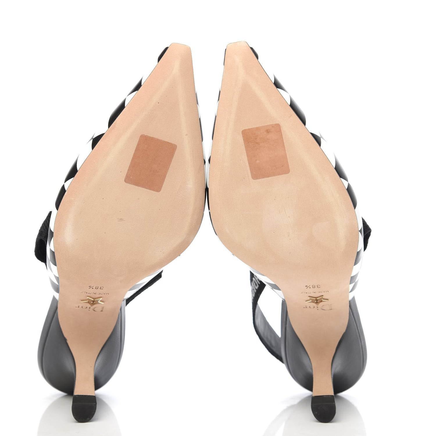Christian Dior Calfskin Ribbon Checker Print J'Adior Slingback 65mm Pumps 38.5 Black White 6 of 11