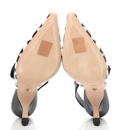 Christian Dior Calfskin Ribbon Checker Print J'Adior Slingback 65mm Pumps 38.5 Black White 6 of 11