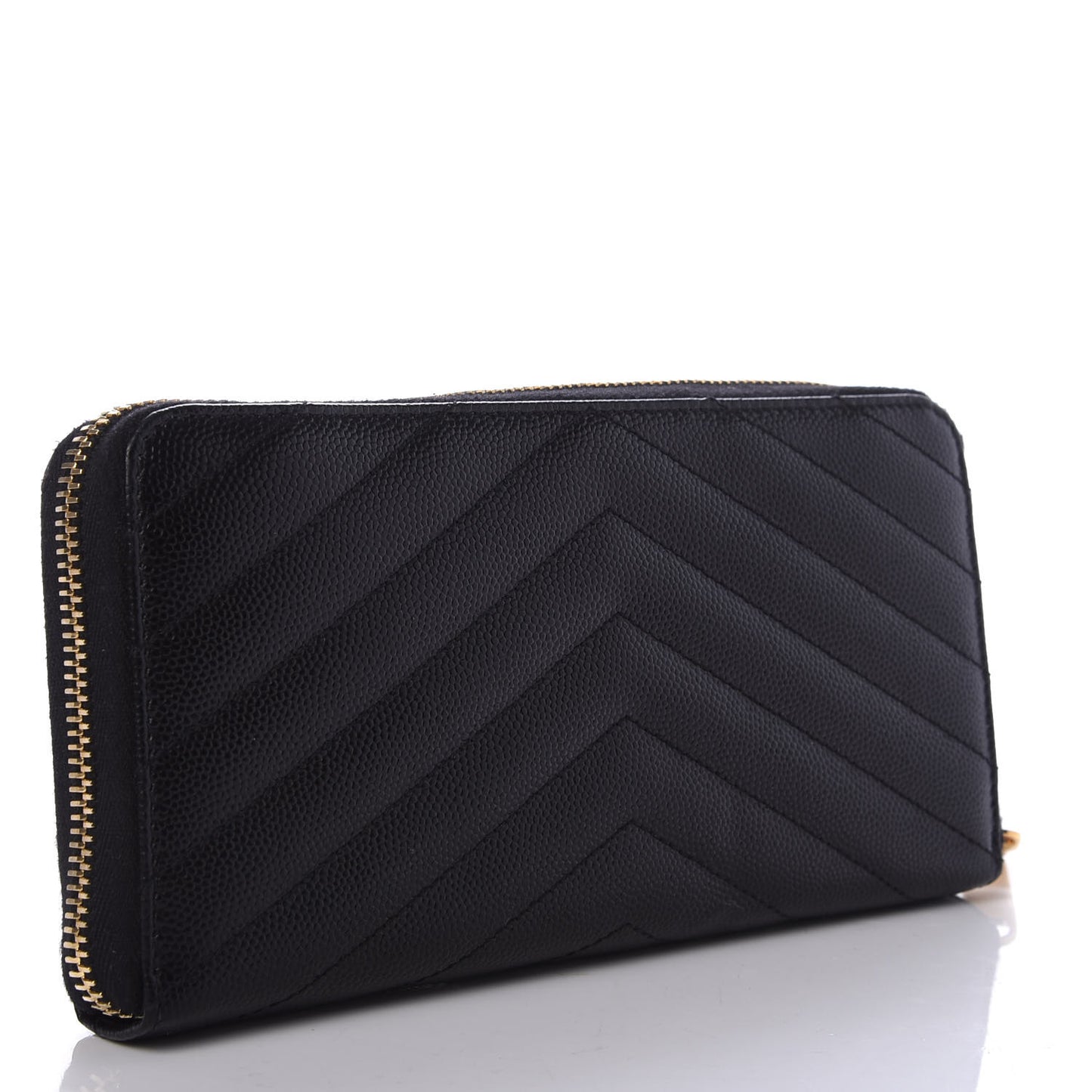 Grain De Poudre Matelasse Chevron Monogram Zip Around Wallet Black