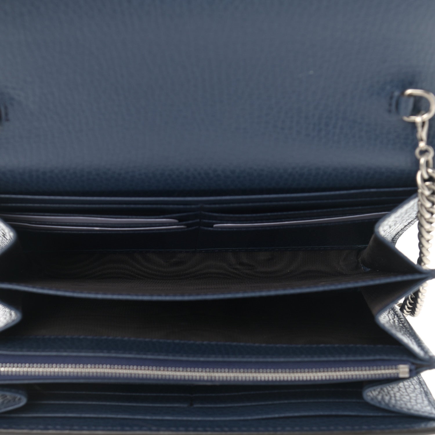 Gucci Dollar Calfskin Crystal Mini Dionysus Chain Wallet Blue Agata Black Diamond 4 of 10