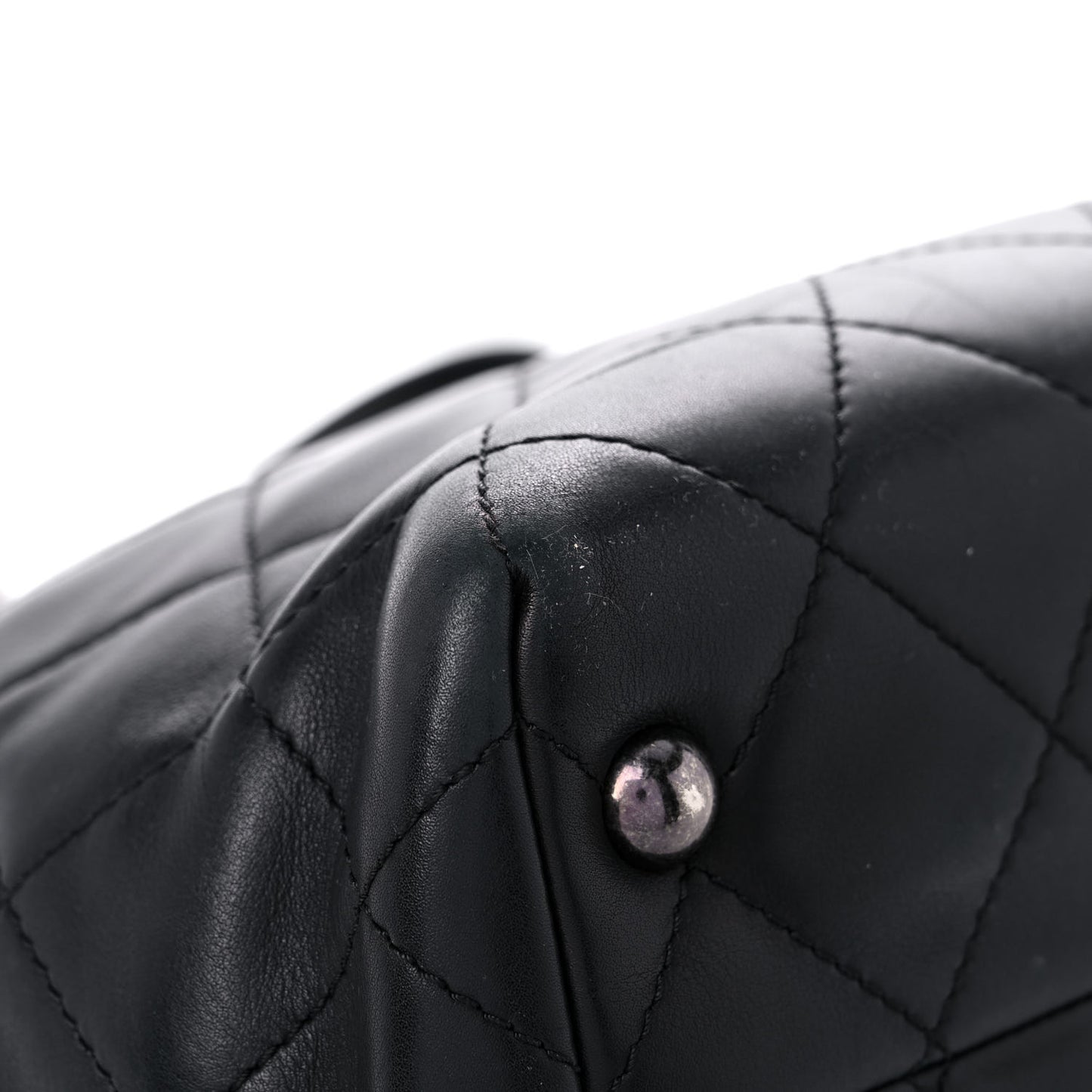 Sheepskin Quilted Chain Handle Large Shopping Tote Black