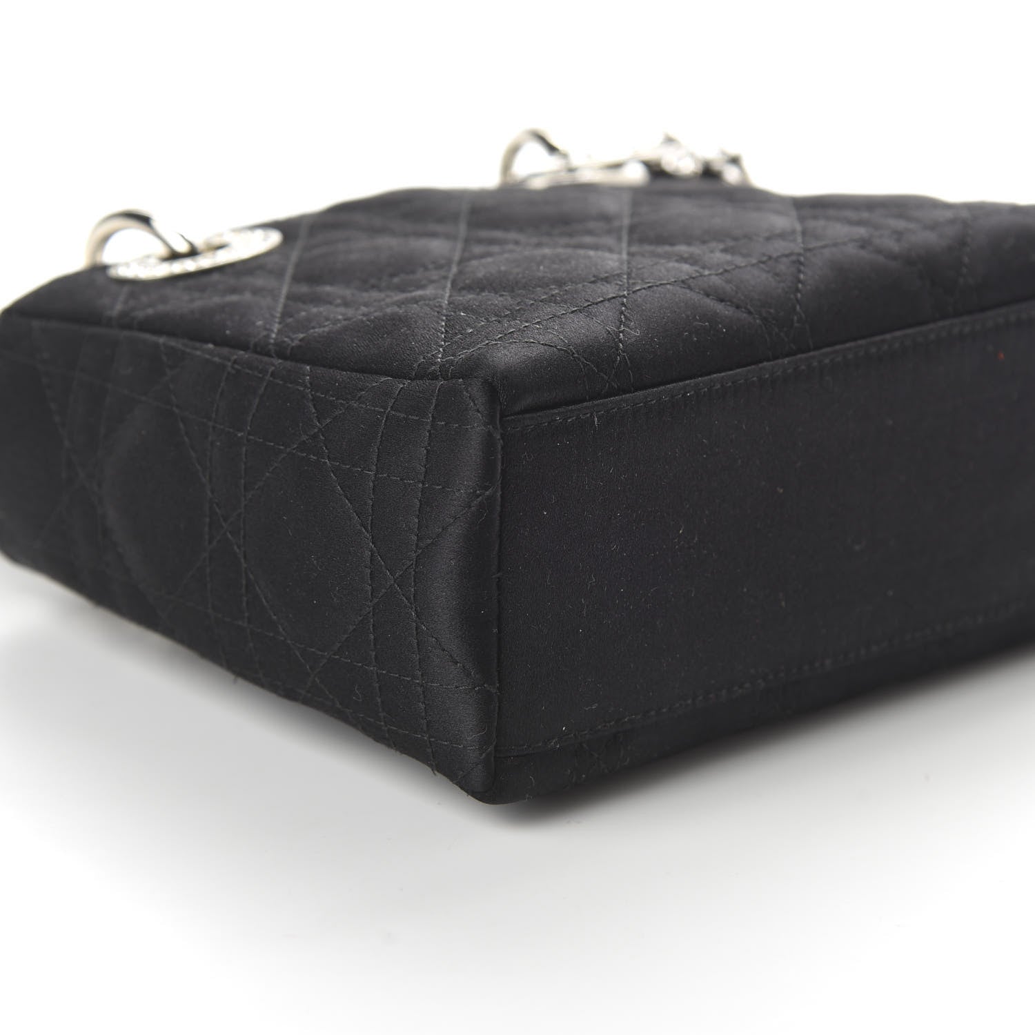 Christian Dior Satin Swarovski Crystal Cannage Mini Lady Dior Black 6 of 9
