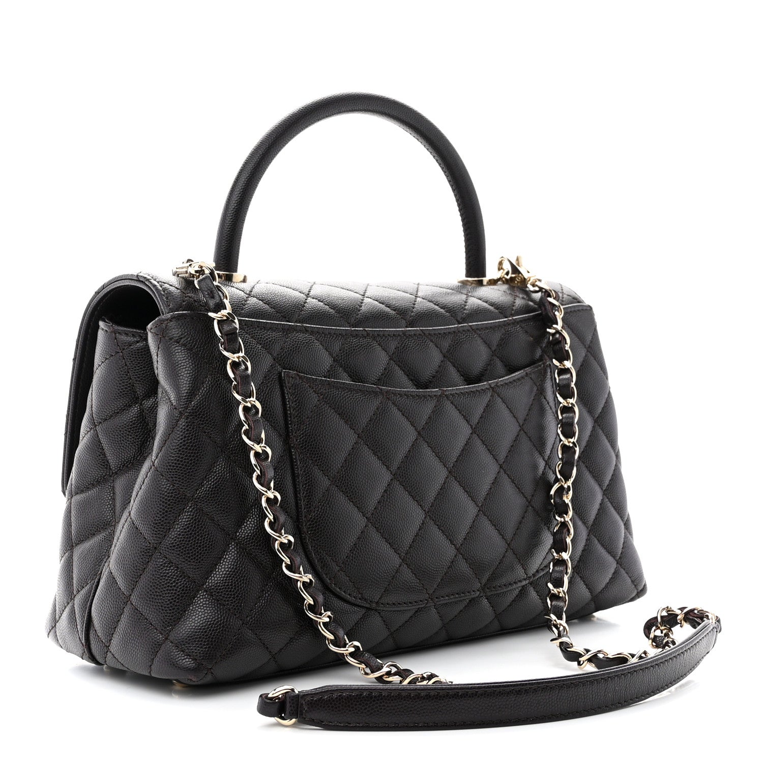 Chanel Caviar Quilted Small Coco Handle Flap Dark Brown 3 of 14
