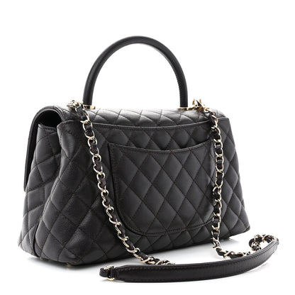 Chanel Caviar Quilted Small Coco Handle Flap Dark Brown 3 of 14