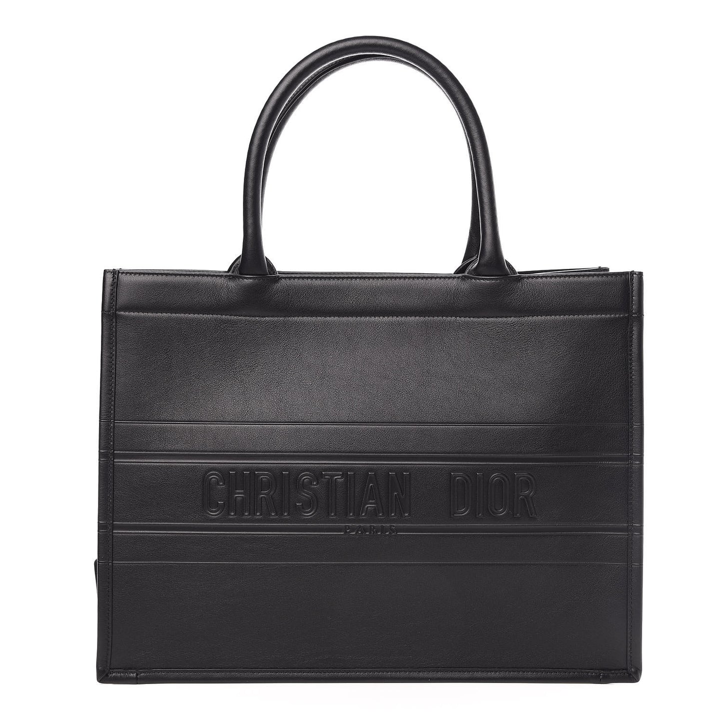 Calfskin Embossed Medium Book Tote Black