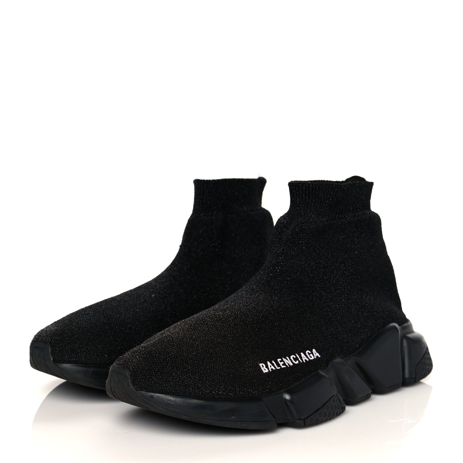 Balenciaga Laminated Knit Womens Speed Sneakers 38 Black 3 of 7