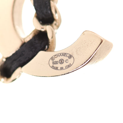Chanel Crystal Baguette Lambskin Chain CC Vintage Allure Stud Earrings Black Gold 4 of 5