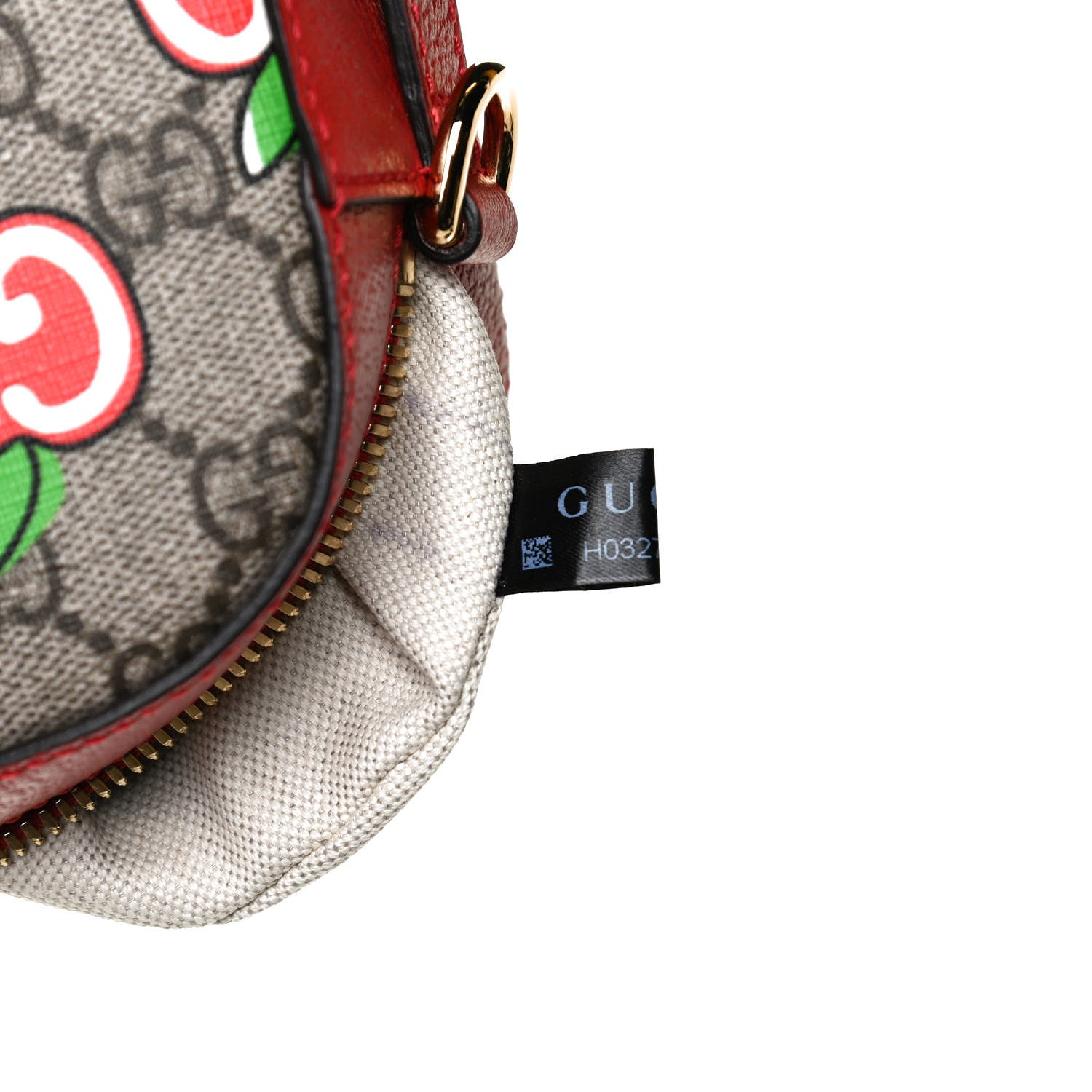 Gucci GG Supreme Monogram Apple Small Retro Interlocking G Shoulder Bag Beige Multicolor Lobster Red 8 of 12