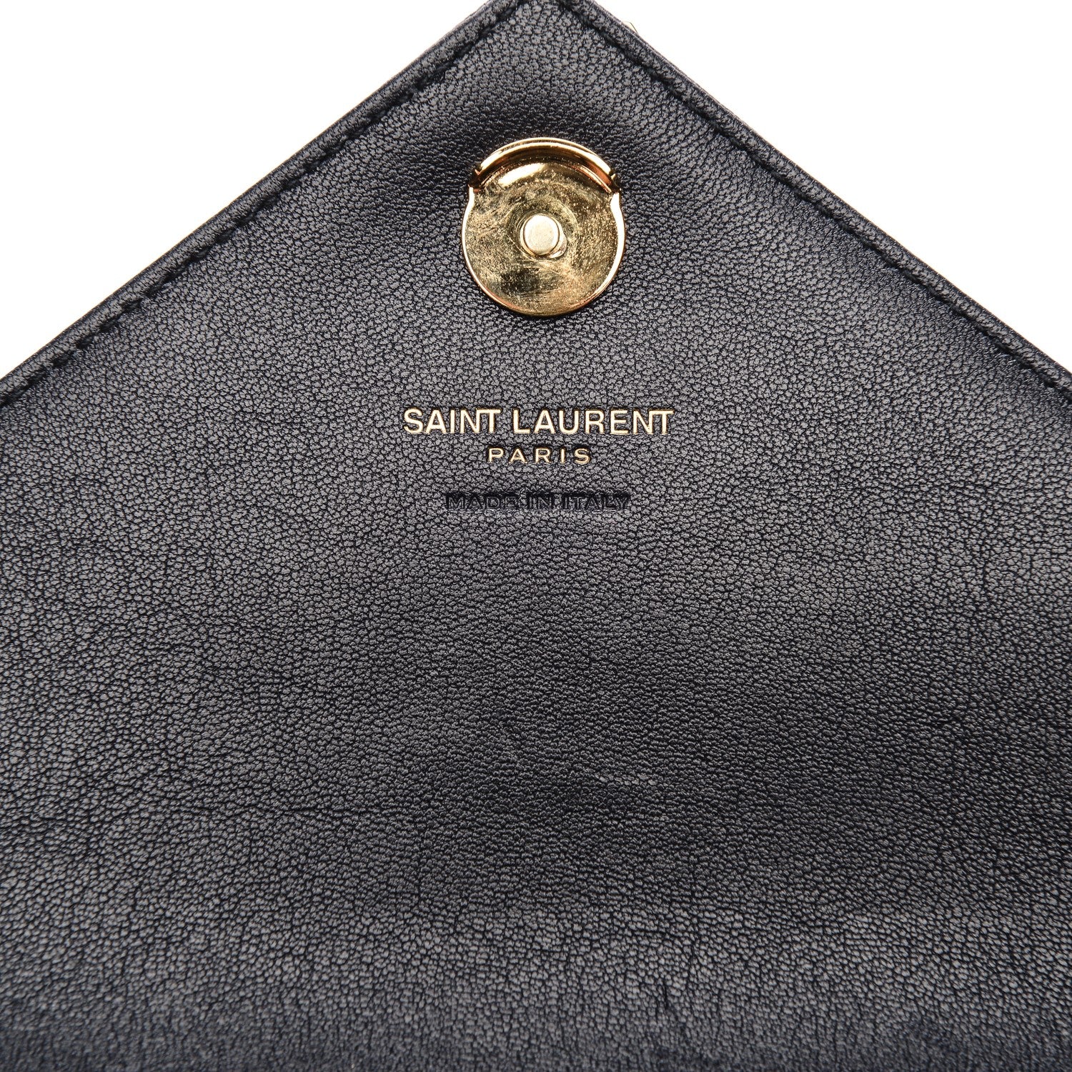 Saint Laurent Sheepskin Matelasse Chevron Monogram College Chain Wallet Deep Marine 6 of 6