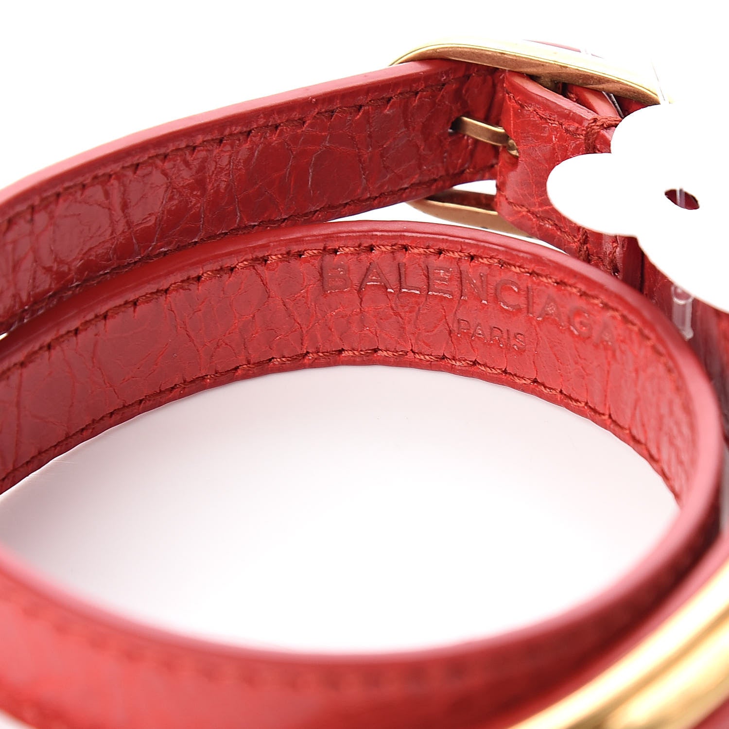 Balenciaga Chevre Hamilton Gold Metallic Edge Hardware Triple Tour Bracelet S Rouge Rubis 5 of 7