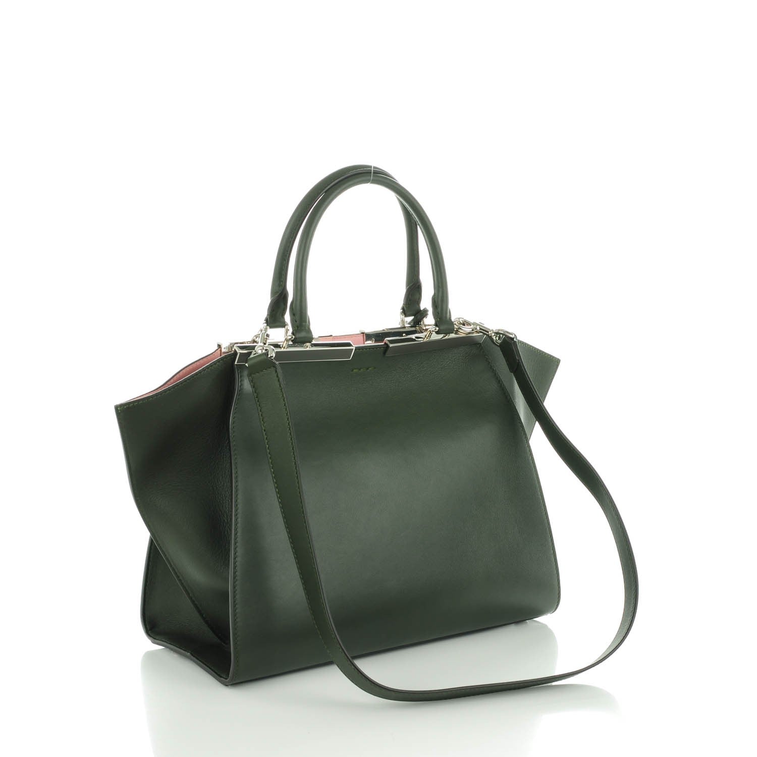 Fendi Vitello Dolce Marmol Shiny Nappa Petite 3Jours Tote Verde Prato 3 of 16
