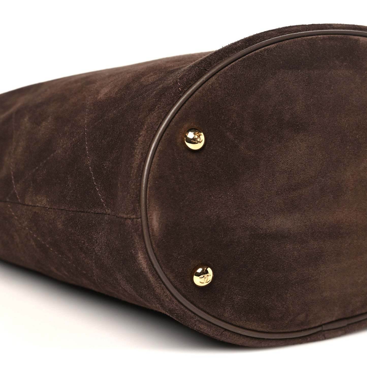 Suede Quilted Large Bucket Bag  Dark Brown