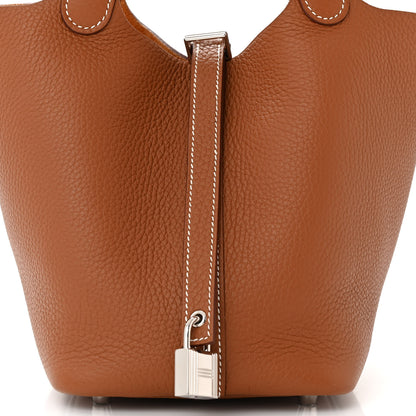 Hermes Taurillon Clemence Picotin Lock 18 PM Gold 8 of 11