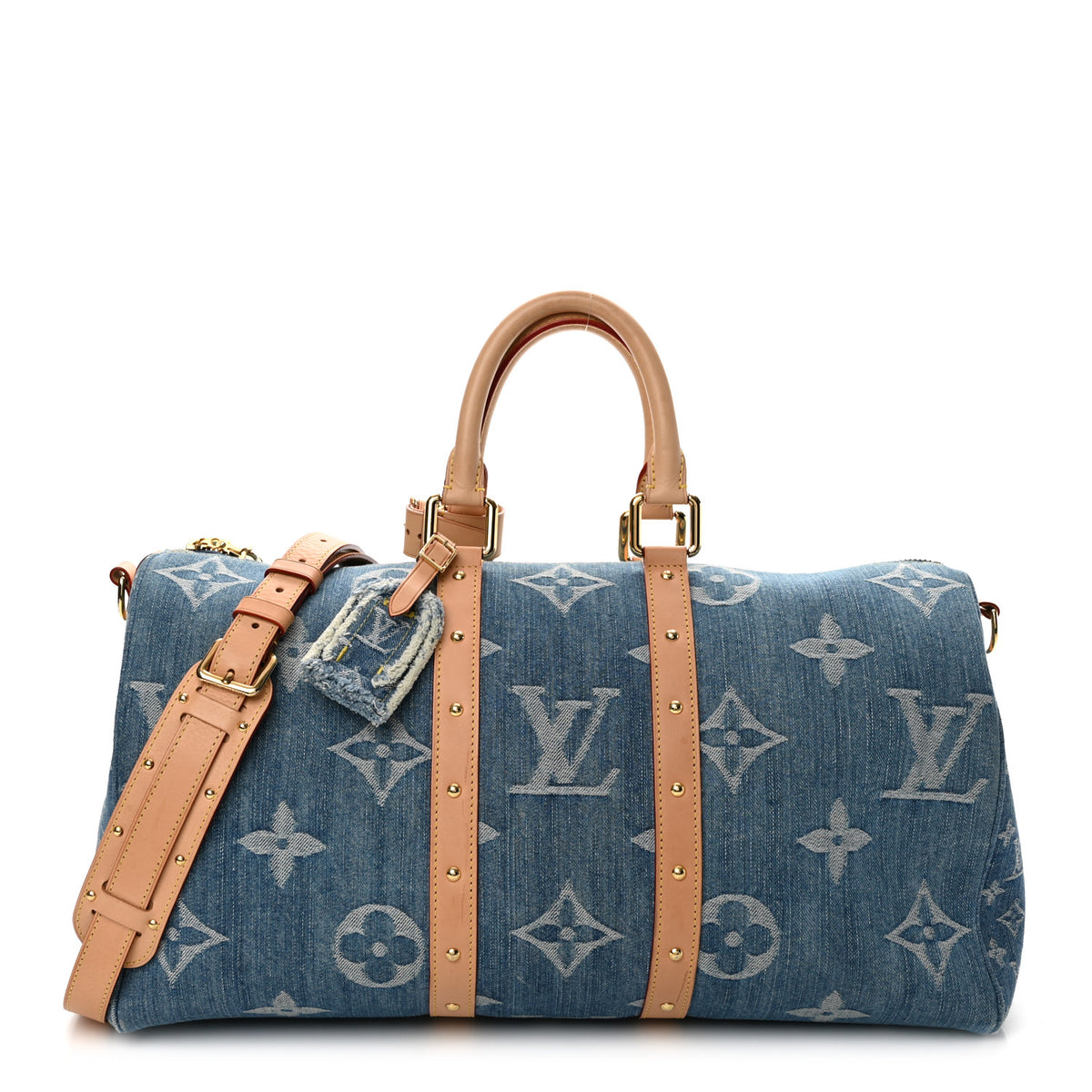 Louis Vuitton Denim Monogram New LV Remix Keepall Bandouliere 45 Blue 1 of 10