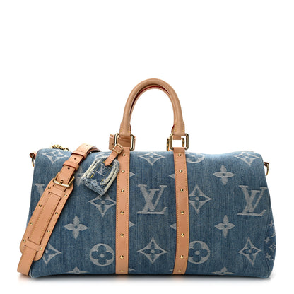 Louis Vuitton Denim Monogram New LV Remix Keepall Bandouliere 45 Blue 1 of 10