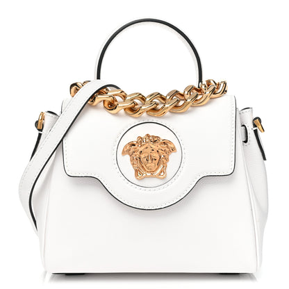 Versace Grained Calfskin Small La Medusa Top Handle Bag Optical White 1 of 9