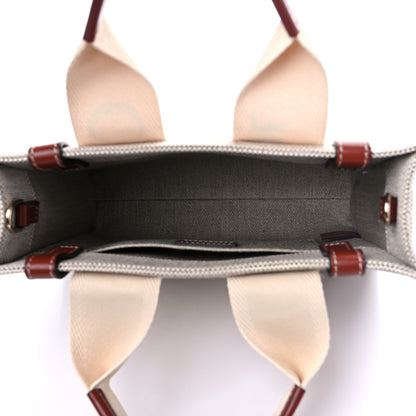 Chloe Cotton Calfskin Small Woody Ribbon Tote With Strap White Brown 5 of 10
