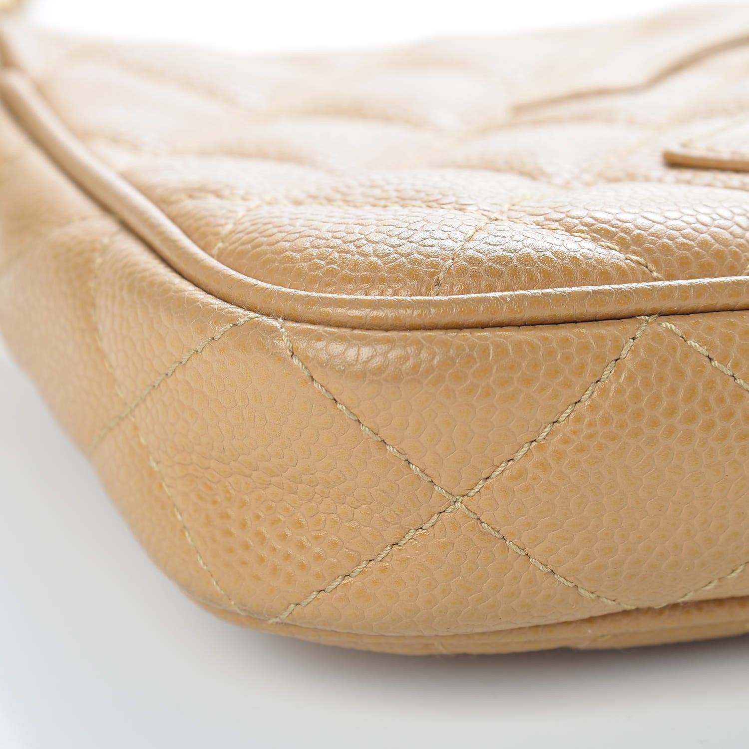 Chanel Caviar Quilted CC Shoulder Bag Beige 9 of 10