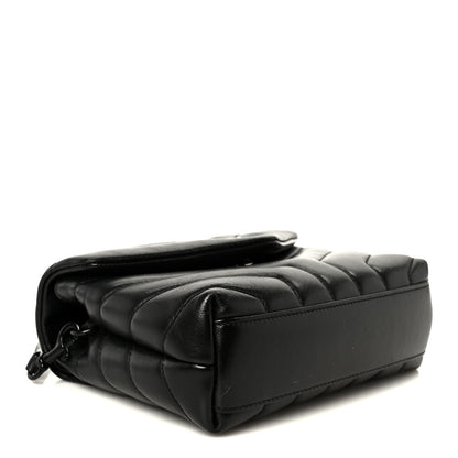 Saint Laurent Calfskin Y Quilted Monogram Monochrome Toy Loulou Crossbody Bag Black 4 of 11