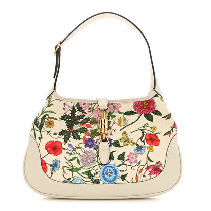 Gucci Canvas Flora Medium Jackie Hobo White 1 of 9