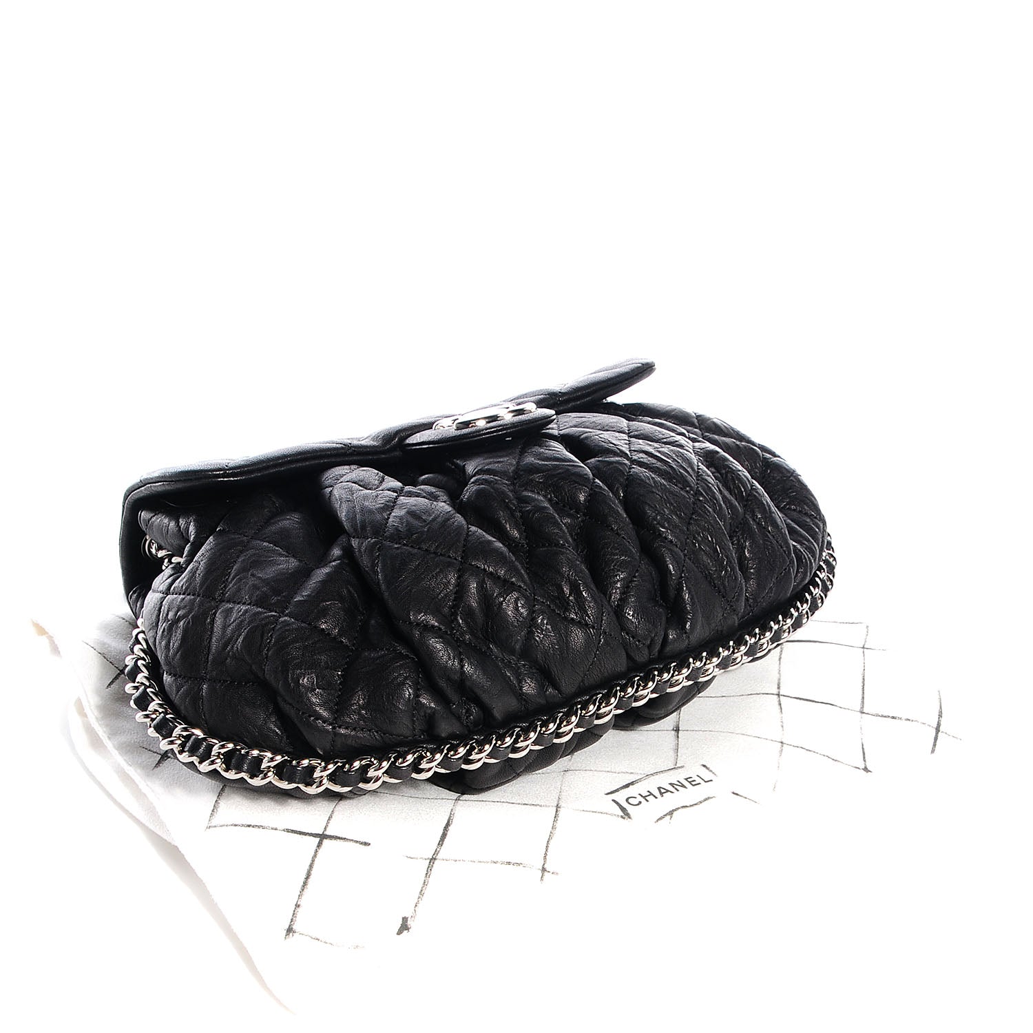 Chanel Washed Lambskin Chain Around Medium Messenger Black 4 of 7
