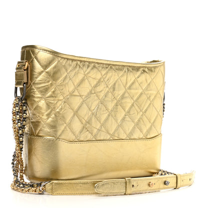 Chanel Metallic Lambskin Calfskin Quilted Medium Gabrielle Hobo Gold 3 of 9