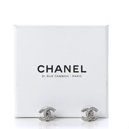 Chanel Crystal Mini CC Earrings Silver 5 of 5