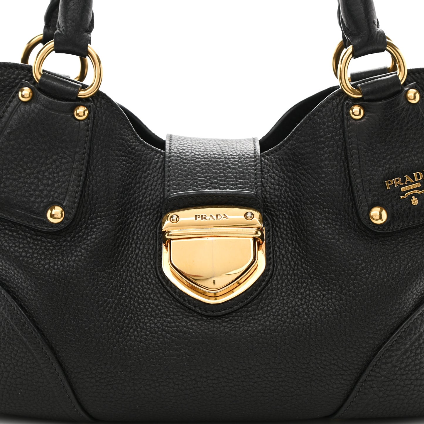 Vitello Daino Pushlock Tote Black