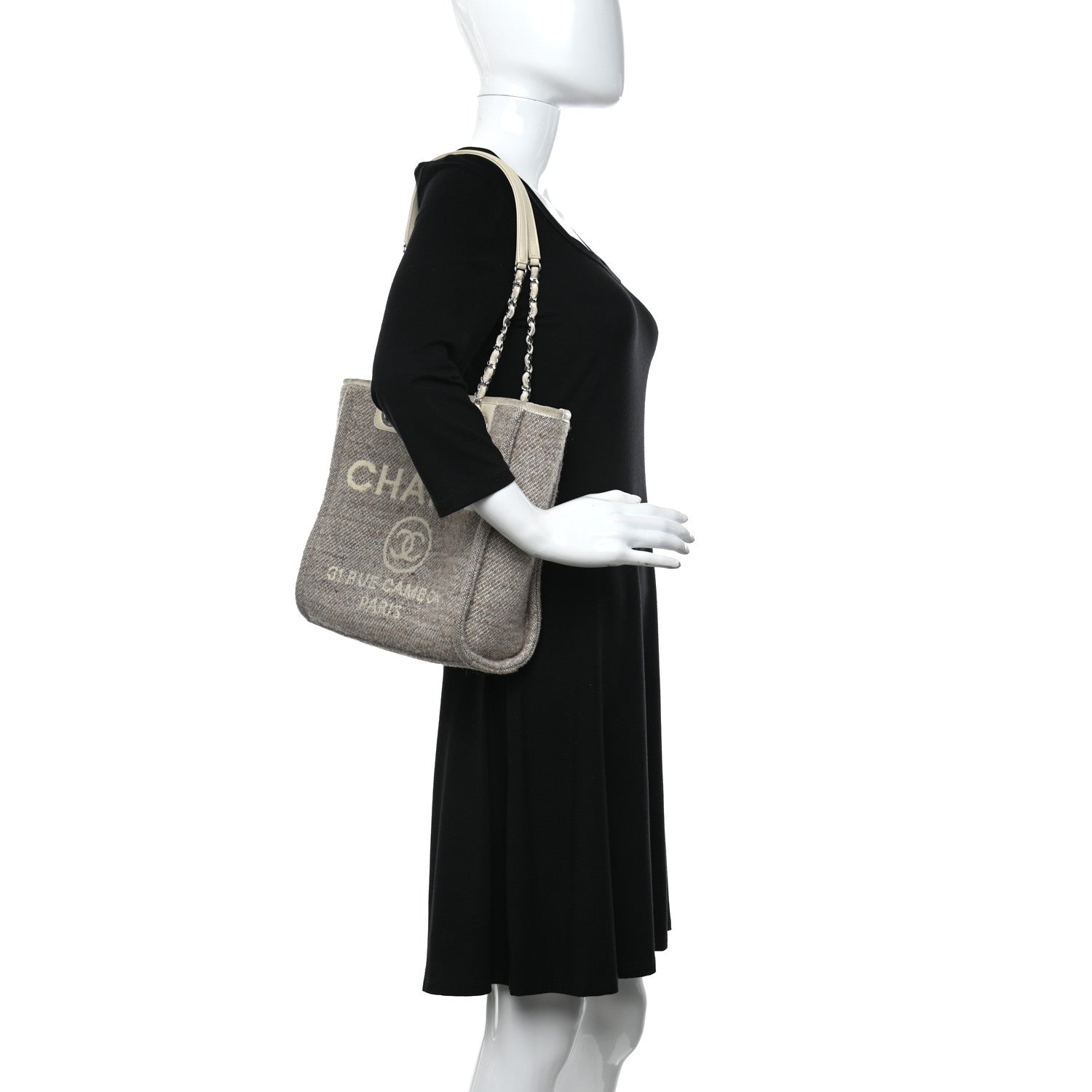 Chanel Mixed Fibers Calfskin Mini Deauville Tote Beige 2 of 12